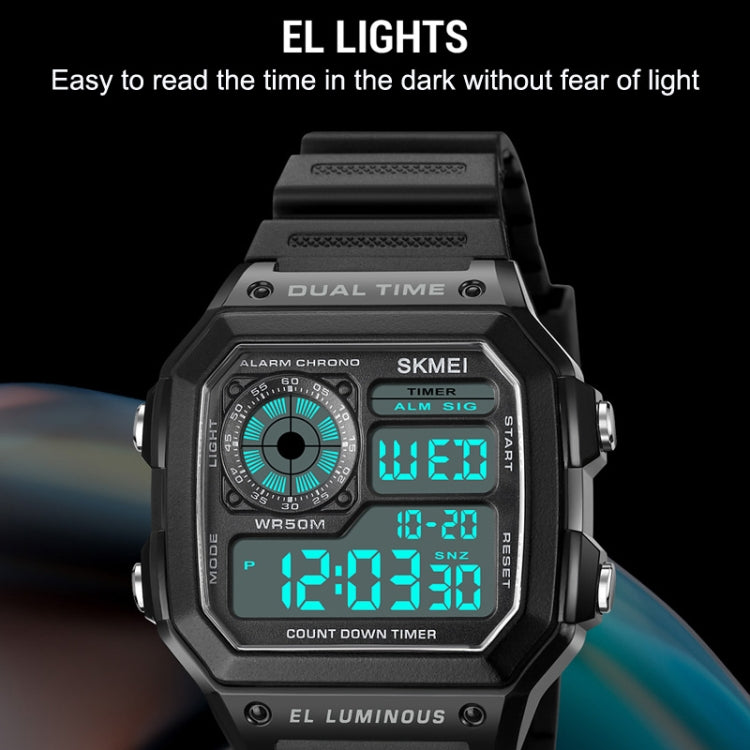 SKMEI 1998 Transparent Shell Ice Sensor Outdoor Sports Waterproof Multi-function Watch(Black)