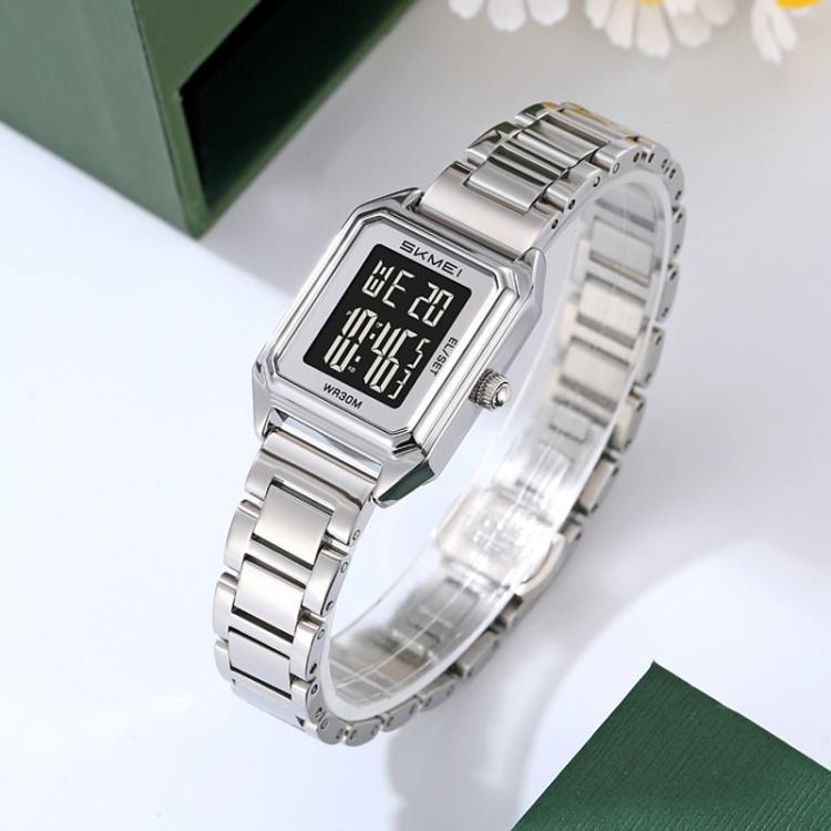 skmei-2493-small-women-electronic-watch-square-steel-strap-watch-style-silver-case-white