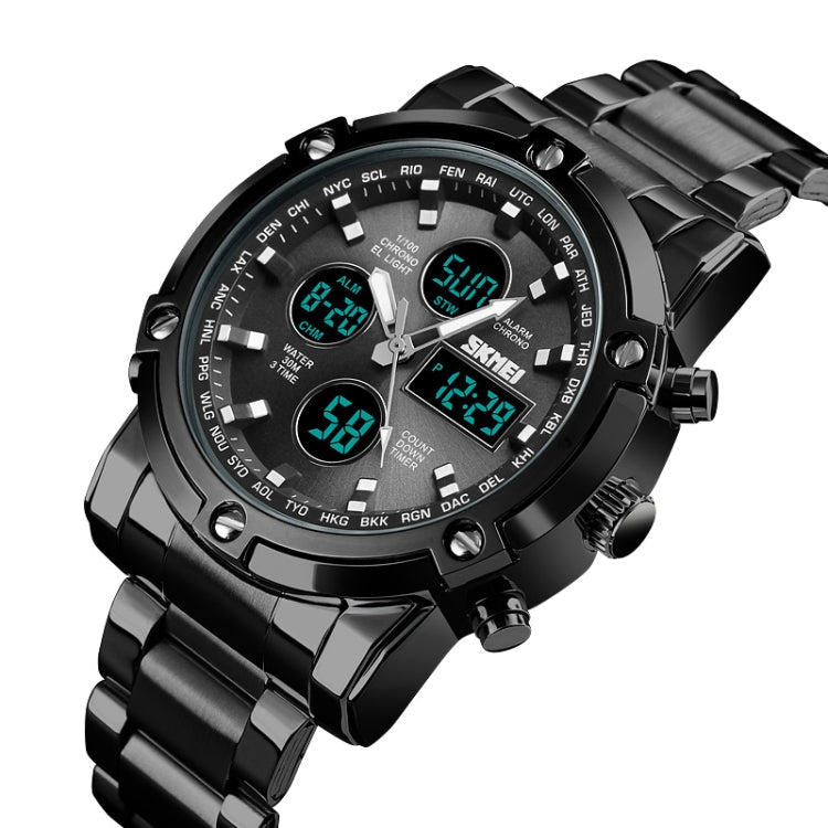 skmei-1389-multifunctional-men-business-digital-watch-30m-waterproof-large-dial-wrist-watch-with-stainless-steel-watchband-black