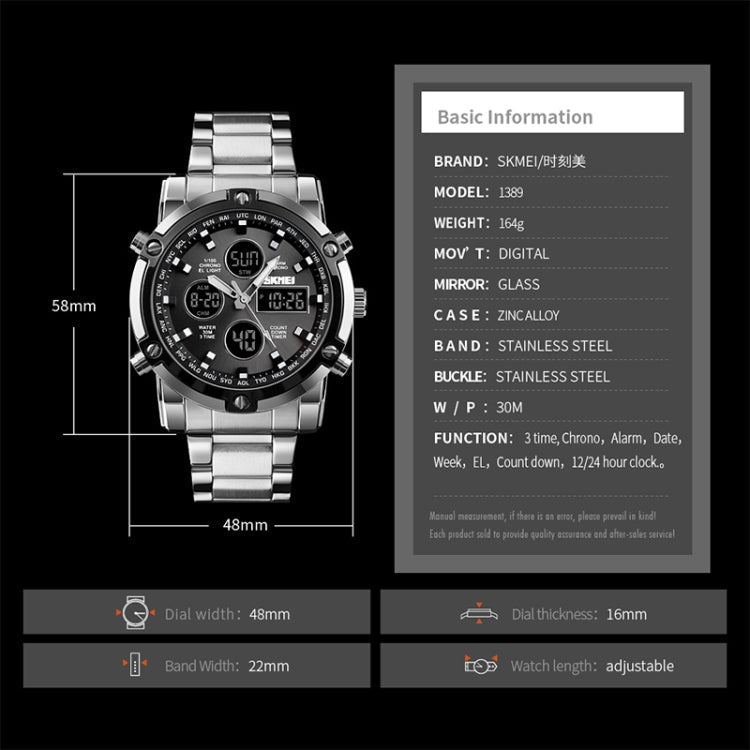 skmei-1389-multifunctional-men-business-digital-watch-30m-waterproof-large-dial-wrist-watch-with-stainless-steel-watchband-black