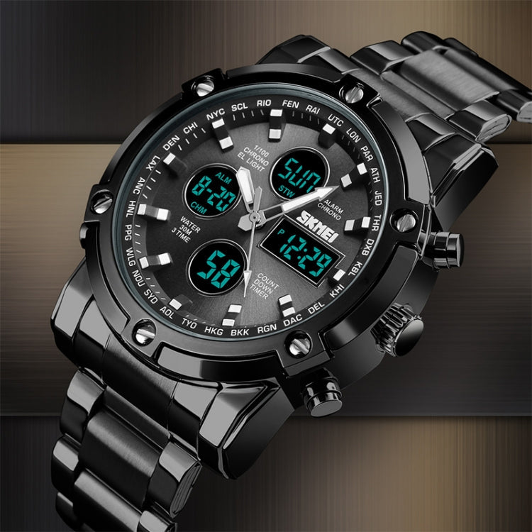 skmei-1389-multifunctional-men-business-digital-watch-30m-waterproof-large-dial-wrist-watch-with-stainless-steel-watchband-black