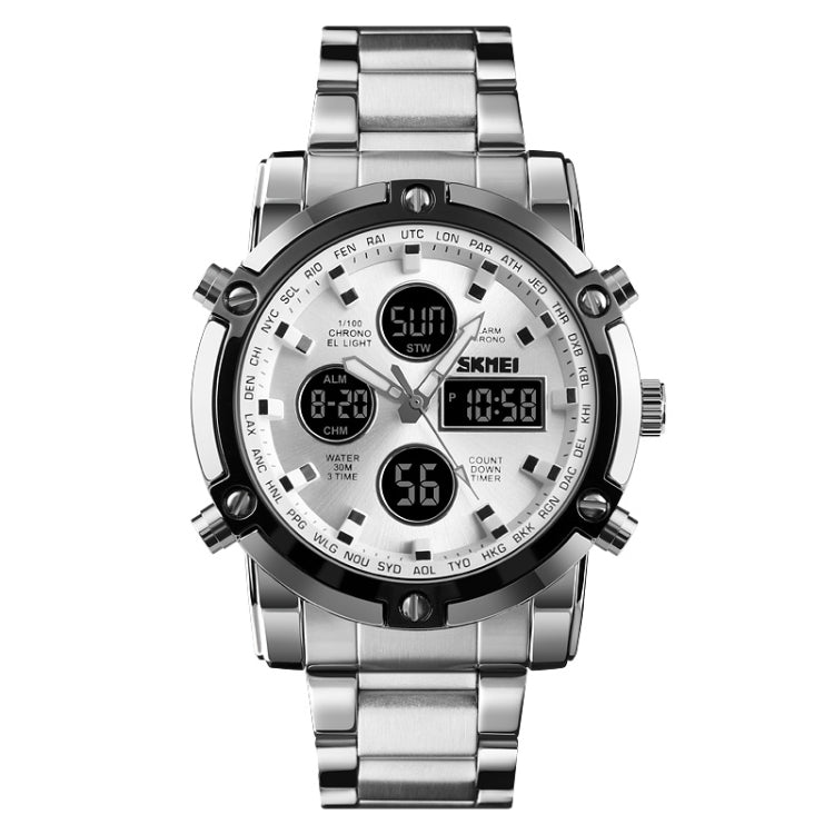 skmei-1389-multifunctional-men-business-digital-watch-30m-waterproof-large-dial-wrist-watch-with-stainless-steel-watchband-silver