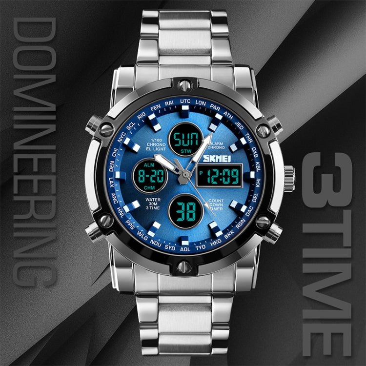 skmei-1389-multifunctional-men-business-digital-watch-30m-waterproof-large-dial-wrist-watch-with-stainless-steel-watchband-silver