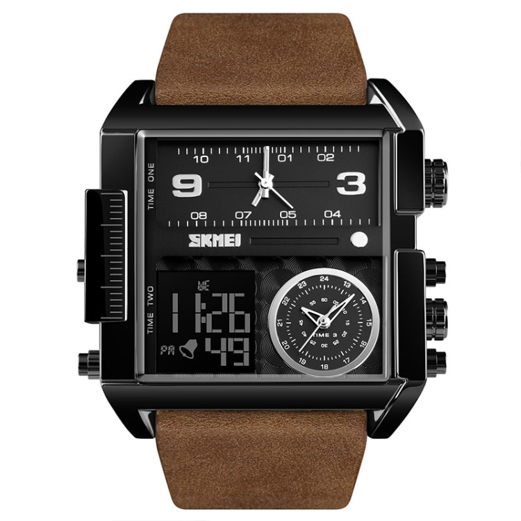 skmei-1391-multifunctional-men-business-digital-watch-30m-waterproof-square-dial-wrist-watch-with-leather-watchbandblack-coffee