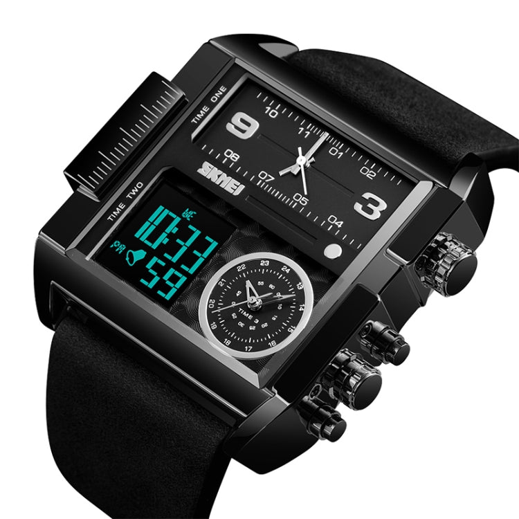 skmei-1391-multifunctional-men-business-digital-watch-30m-waterproof-square-dial-wrist-watch-with-leather-watchbandblack